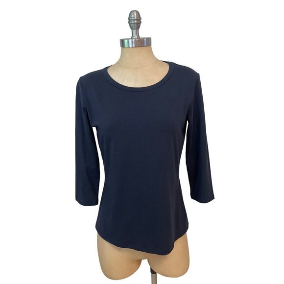 Weekend Max Mara Multia 3/4-Sleeve Stretch Jersey T-Shirt Black Medium - Picture 2 of 6